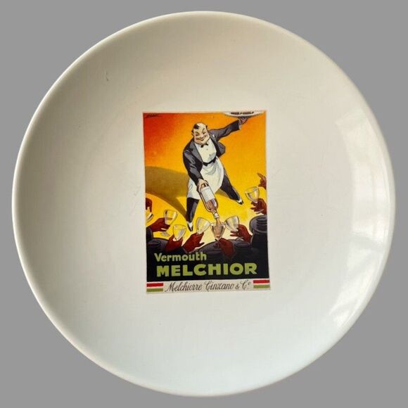 Pottery Barn Vintage Poster Plates Set of 4 8” Dessert Luncheon Cocktail Barware - Picture 6 of 9